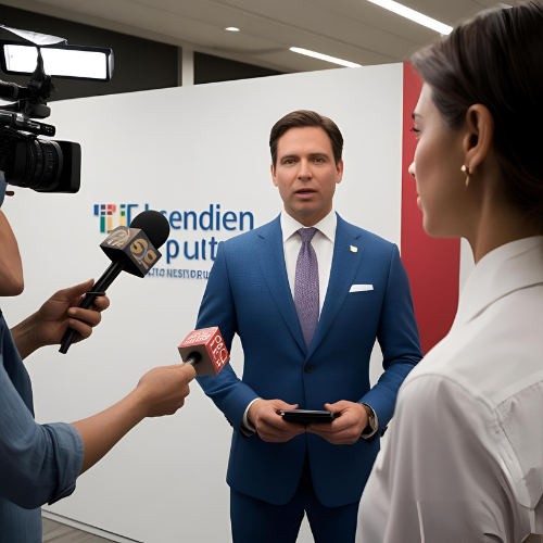 Porte-parole s'adressant aux médias