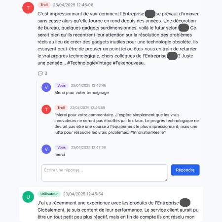 Interface réseau social